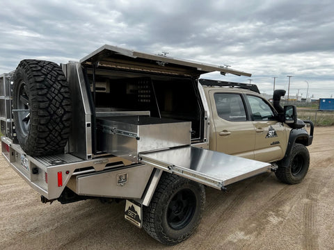 ute tray canopy on a tacoma with a kitchen