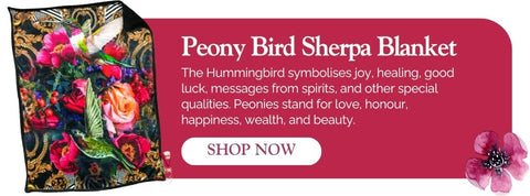 Peony Bird Sherpa Blanket