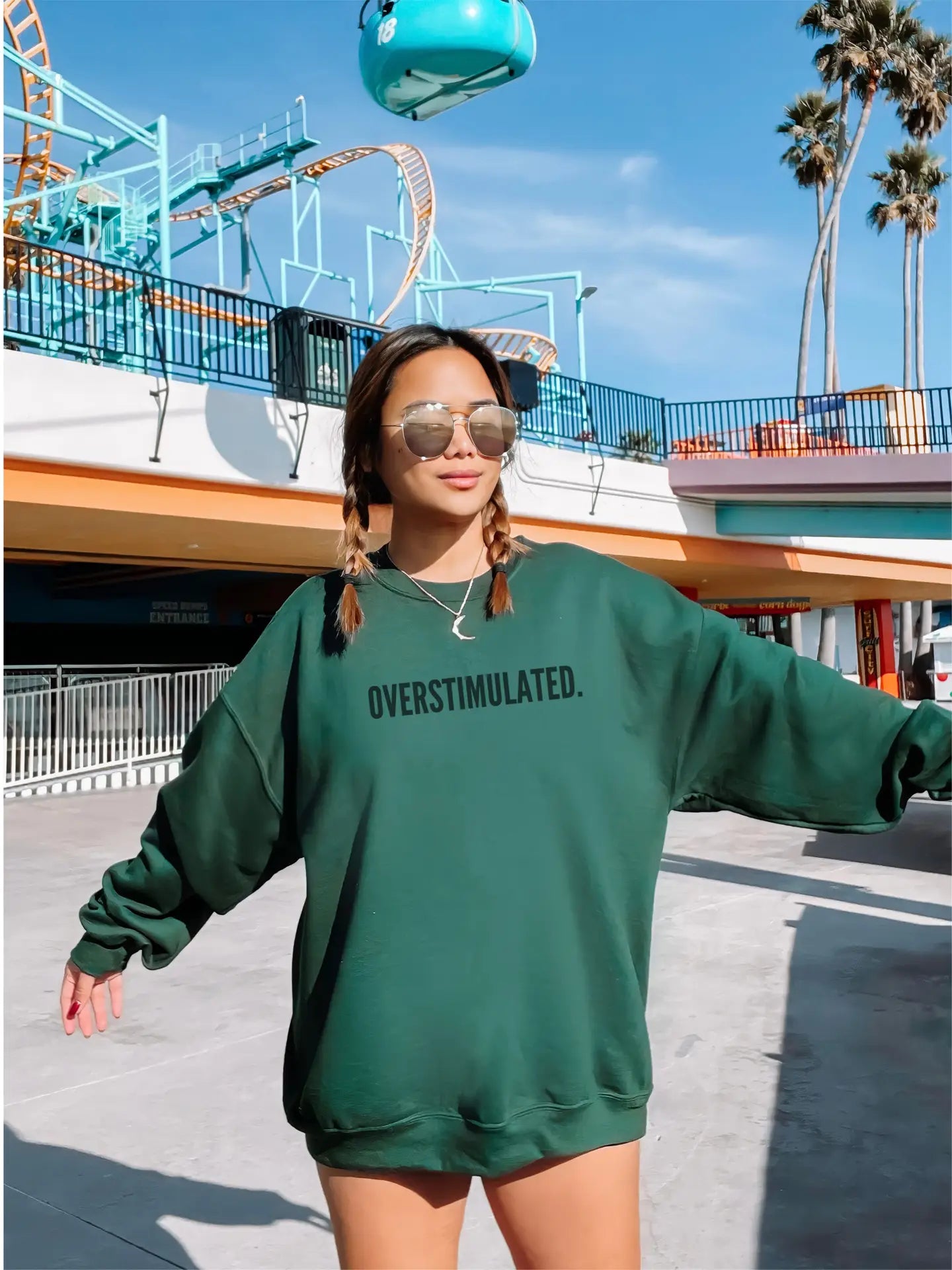 overstimulated crewneck sweatshirt in green