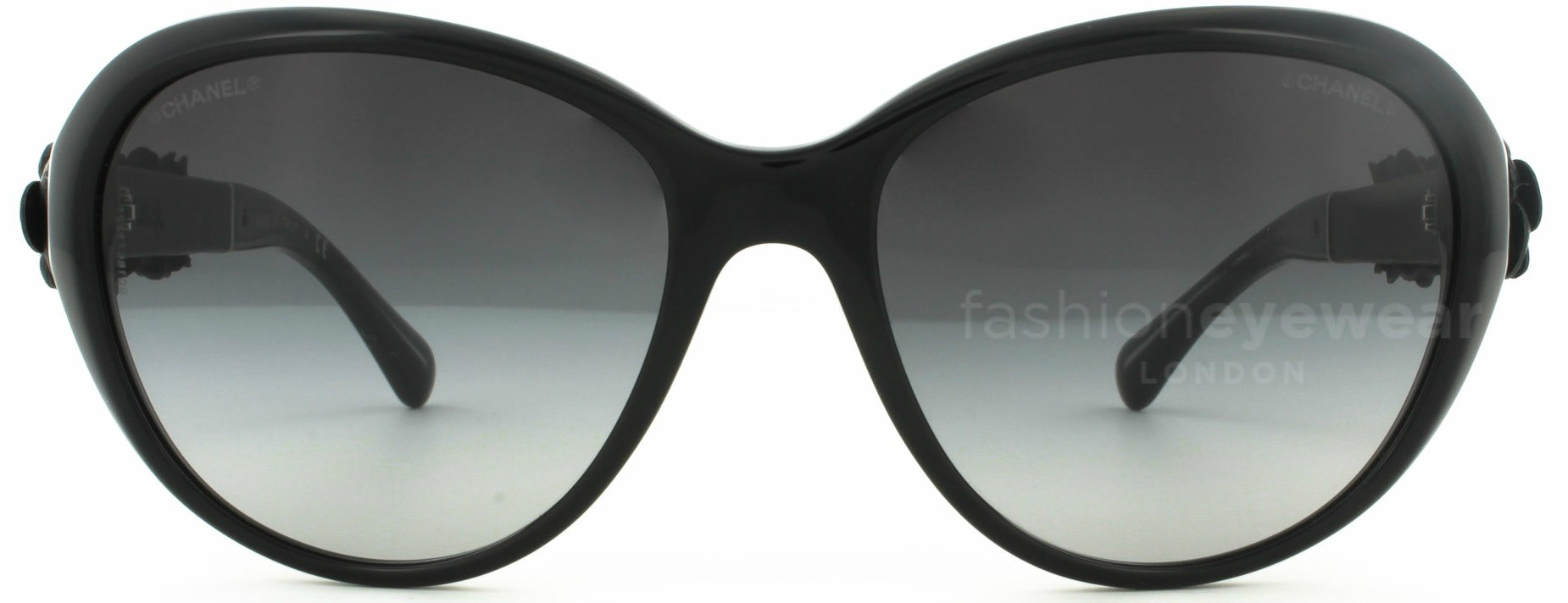 Sold at Auction: Chanel Black Camellia Rectangle Sunglasses