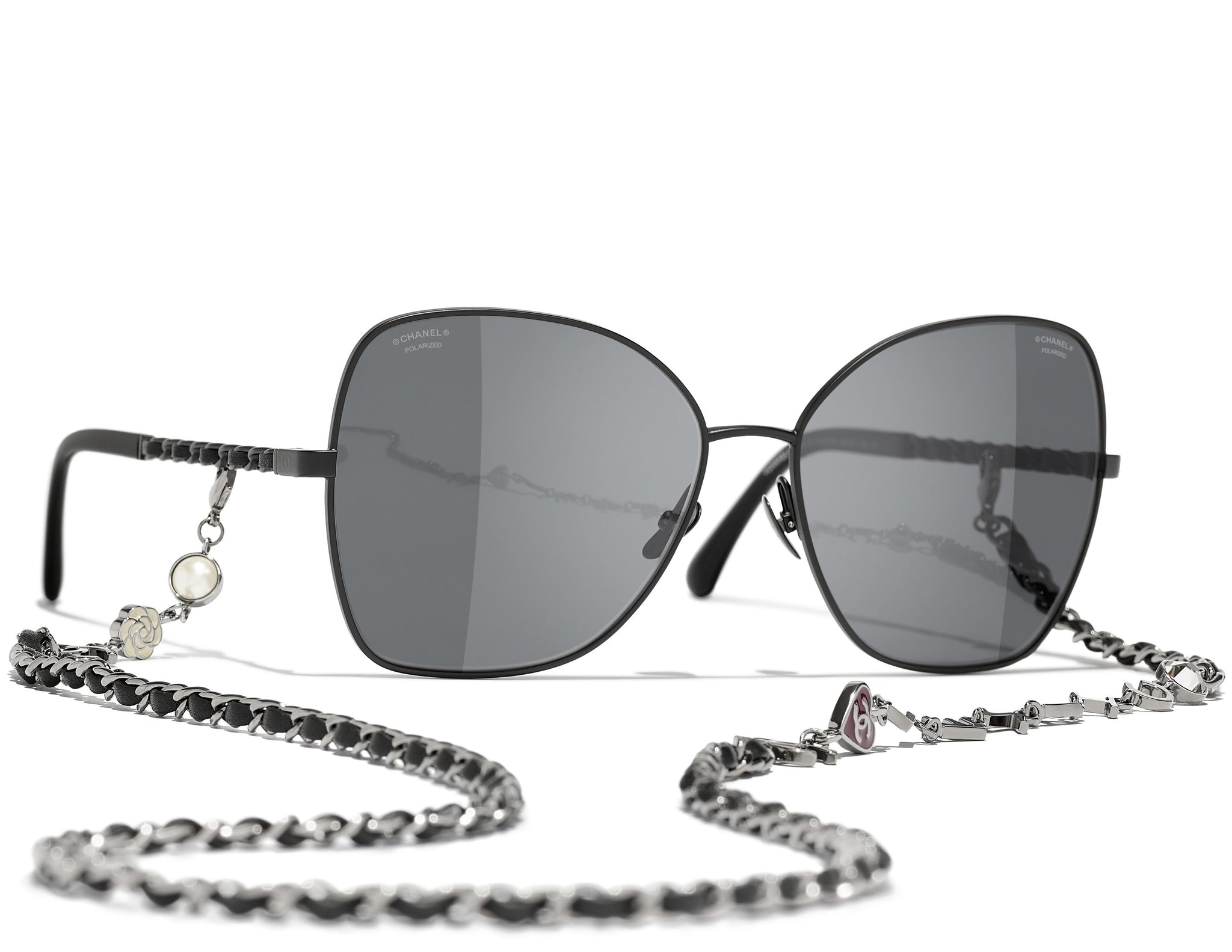 Chanel Gold Tone Brown Mirrored 4262 Detachable Pearl Chain Butterfly  Sunglasses Chanel  TLC