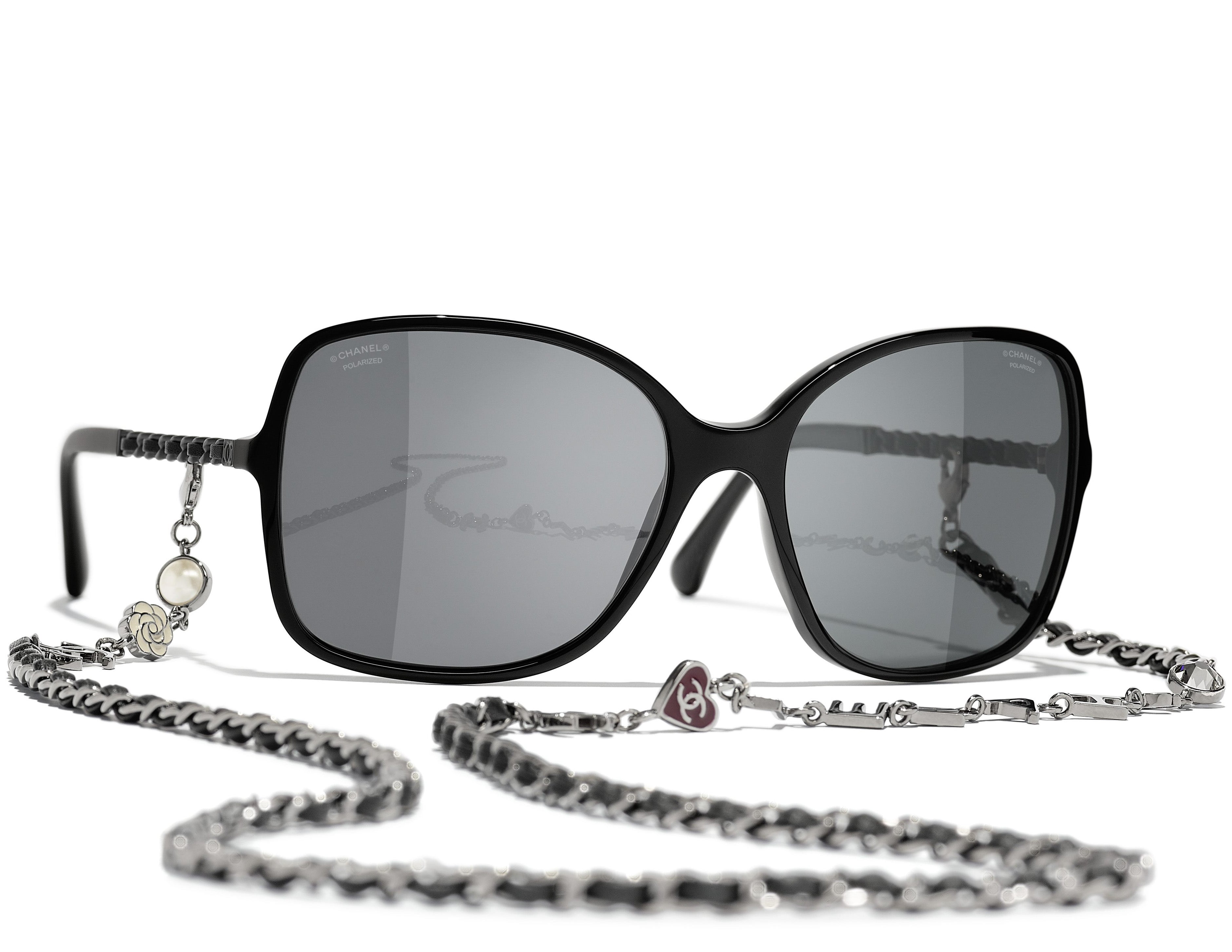 CHANEL 5210Q Square Acetate & Lambskin Sunglasses | Fashion Eyewear