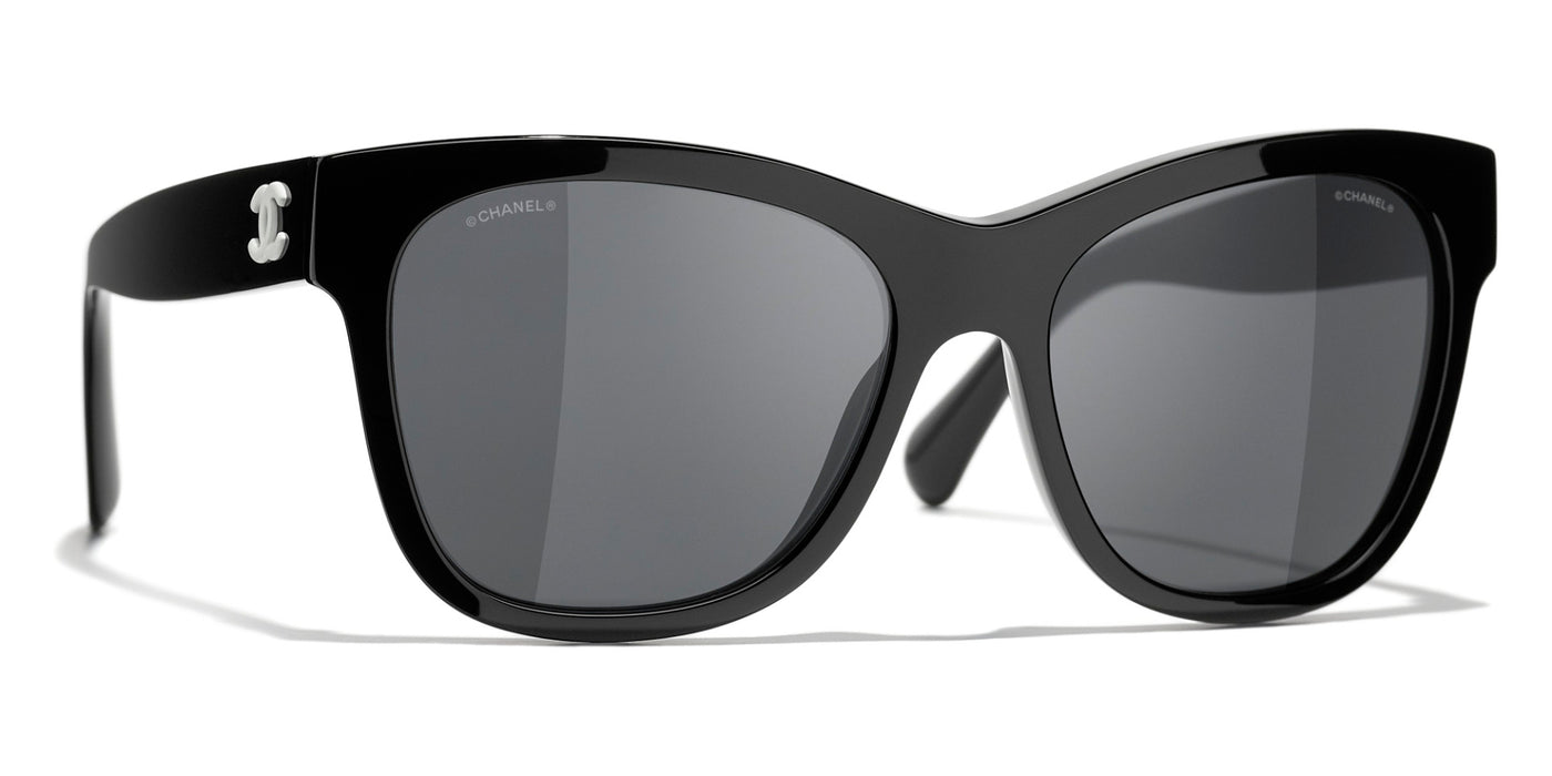Chanel BlackWhite Square Frame CC Logo Sunglasses5183  Yoogis Closet