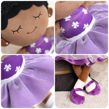 Carica l&#39;immagine nel visualizzatore di Gallery, OUOZZZ Personalized Deep Skin Tone Purple Doll and Backpack Gift Set Purple + Backpack