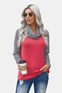 Contrast Striped Turtle Neck Tee