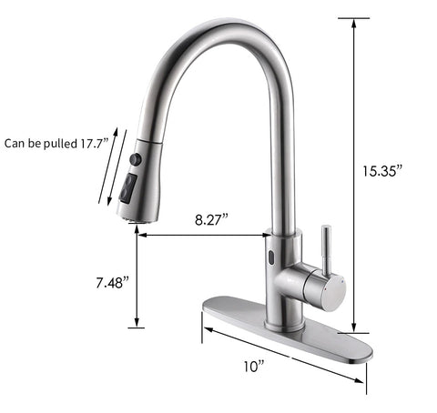 Motion Activated kitchen faucet with smart sensor and pull down sprayer