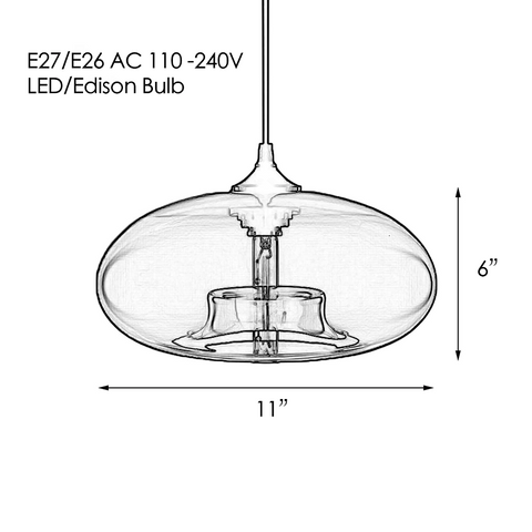 Dimensions of Hanging Glass Pendant Light