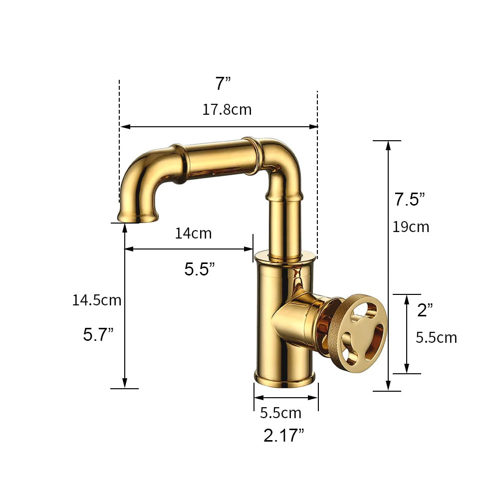 industrial style bathroom faucet dimensions
