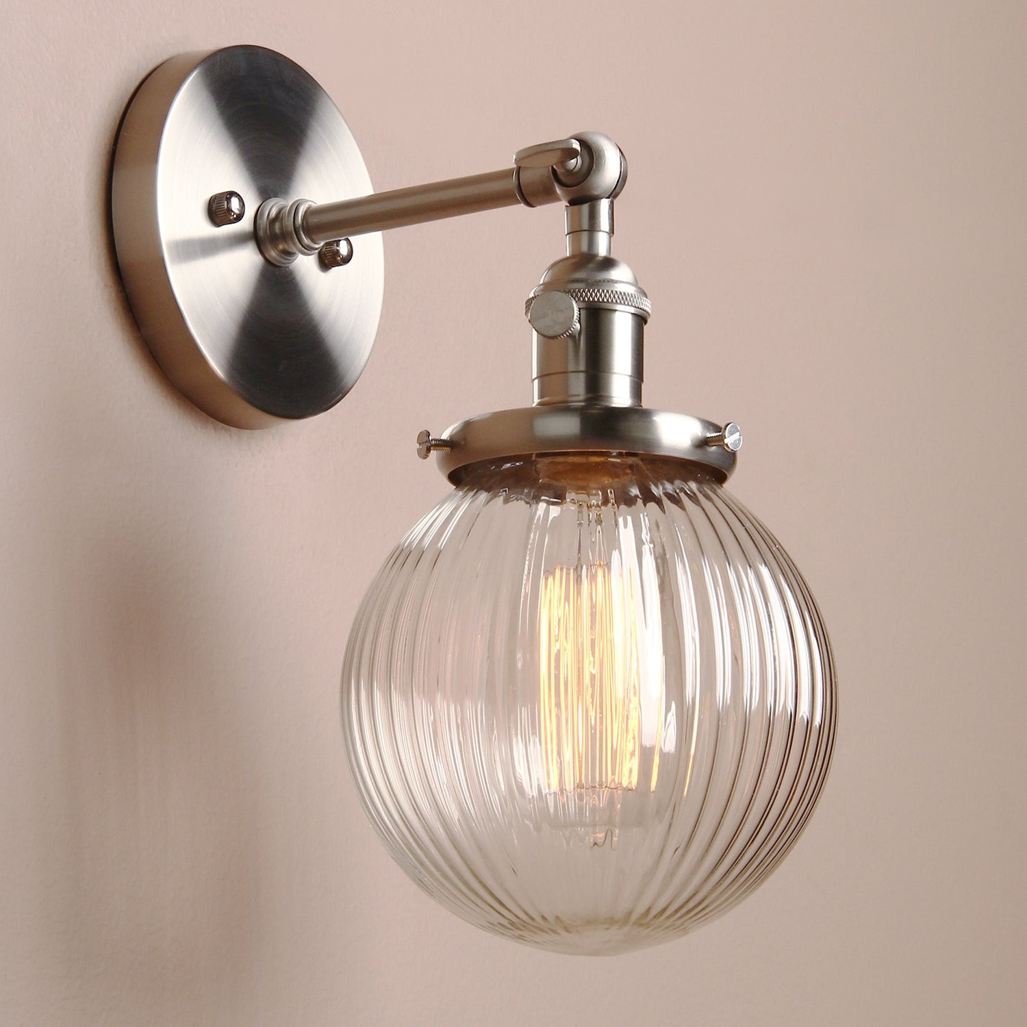 ribbed glass globe wall light