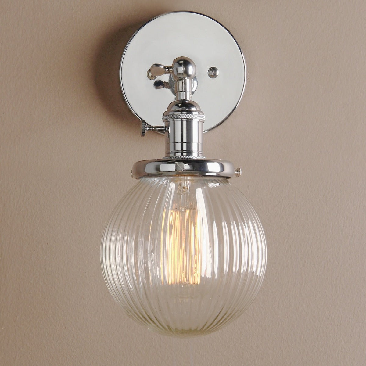 ribbed glass globe wall light