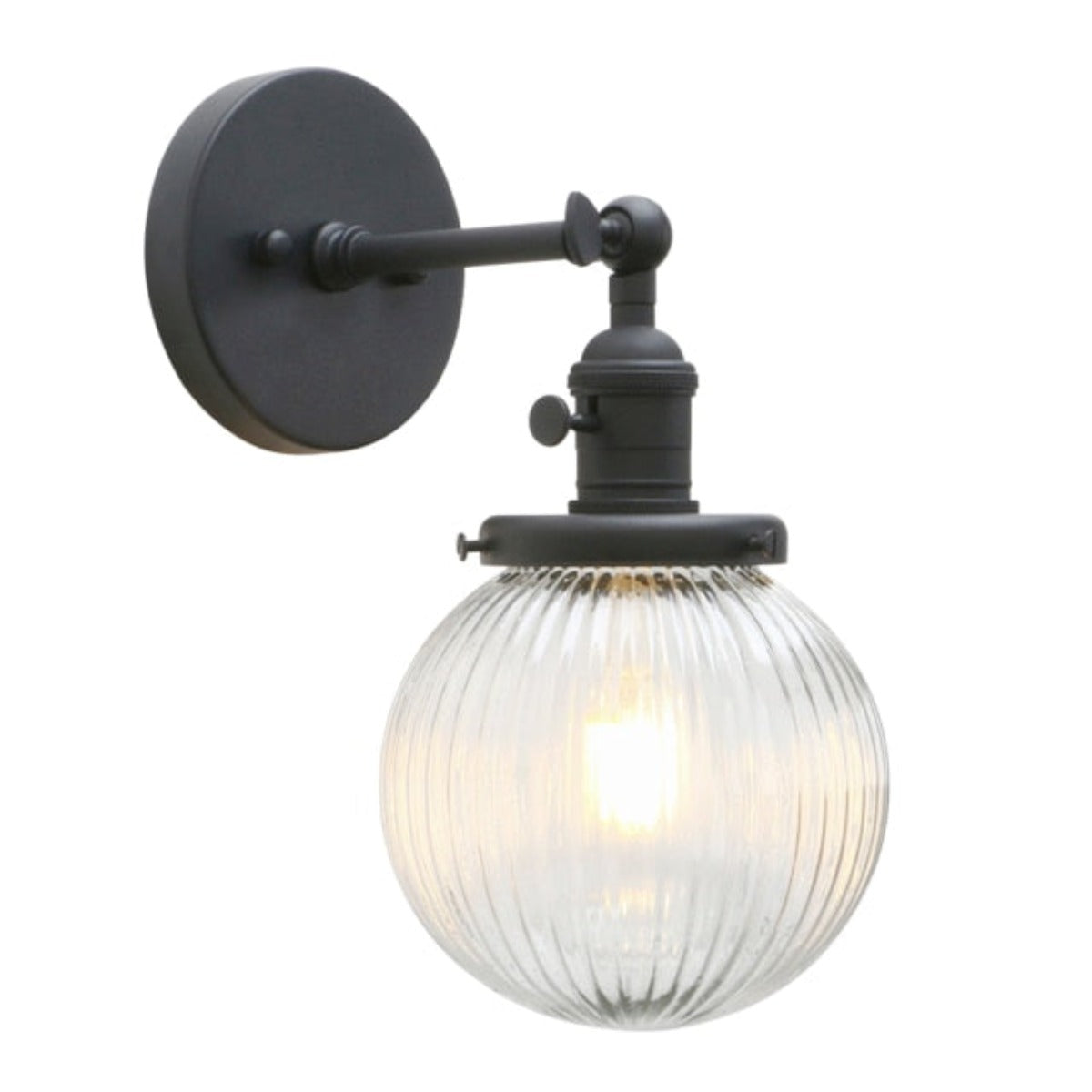 ribbed glass globe wall light