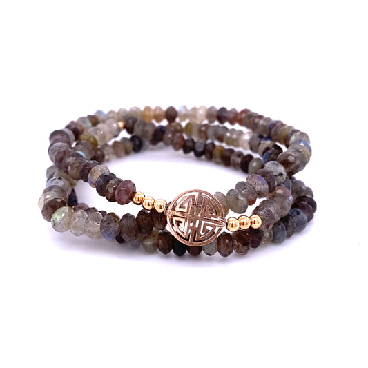 Lucky Labradorit, Triple Rose Gold Lucky Bracelet