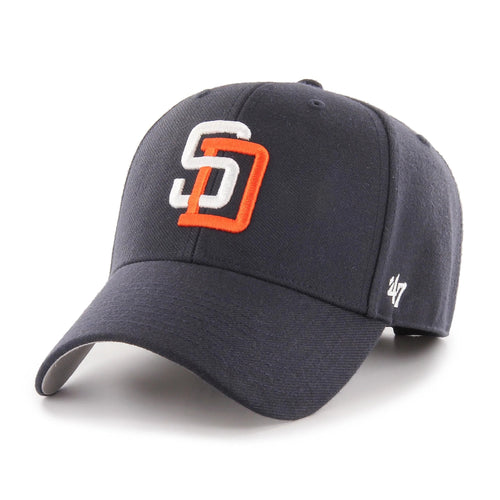 San Diego Padres '47 Brand MLB Clean Up Adjustable Cap Hat Navy Blue Crown/Visor White Logo