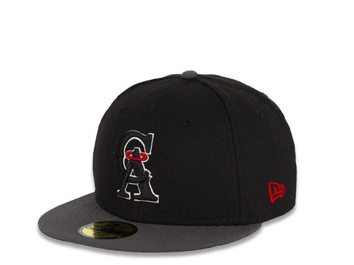 California Angels Black Crown, Black Visor, Red UV, 35th