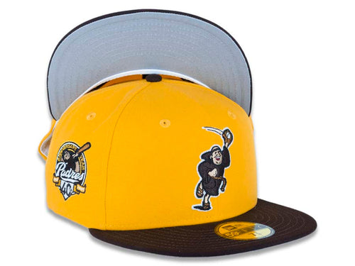 (City Connect Colors) San Diego Padres New Era MLB 59FIFTY 5950 Fitted Cap Hat White Crown Teal Visor Teal/Magenta/Yellow 40th Anniversary Side Patch