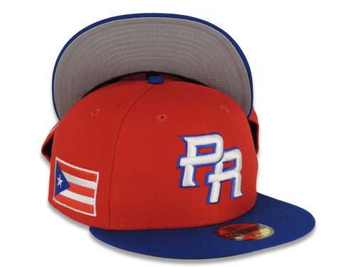 New Era 59FIFTY Puerto Rico World Baseball Classic Khaki Royal Blue Fitted Hat Khaki Royal Blue