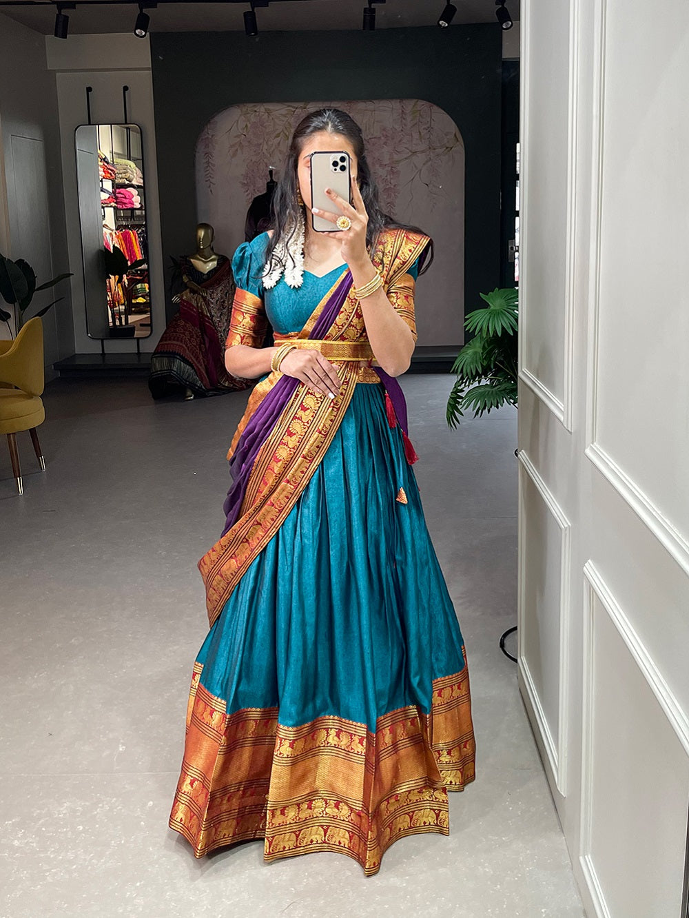 reuse saree | Lehenga saree design, Half saree lehenga, Lehenga style saree