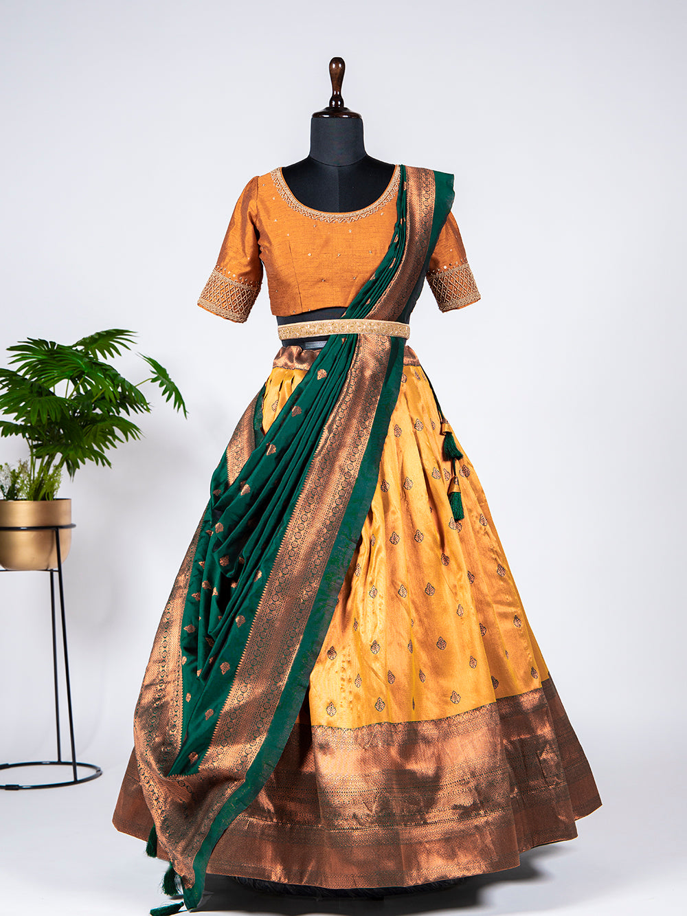 Stunning Bridal Lehenga Saree – South India Fashion