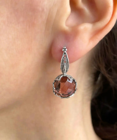 Alexandrite gemstone sterling silver woman dangle drop earrings