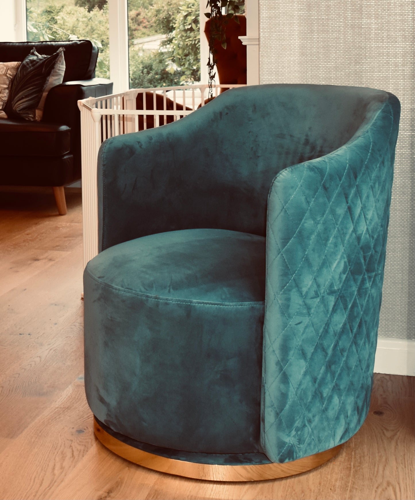 teal swivel chair