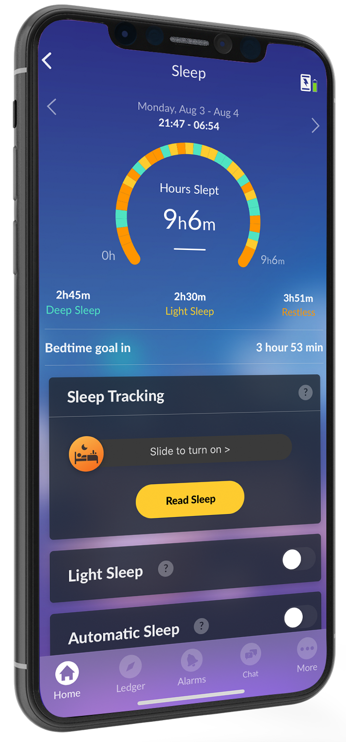 Pavlok application screen on mobile> Sleeping track