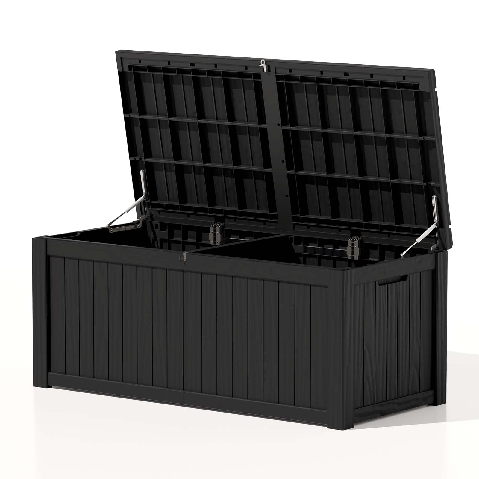 Patiowell 56.3-in L x 32.1-in 230-Gallons Black Plastic Deck Box in the Deck  Boxes department at