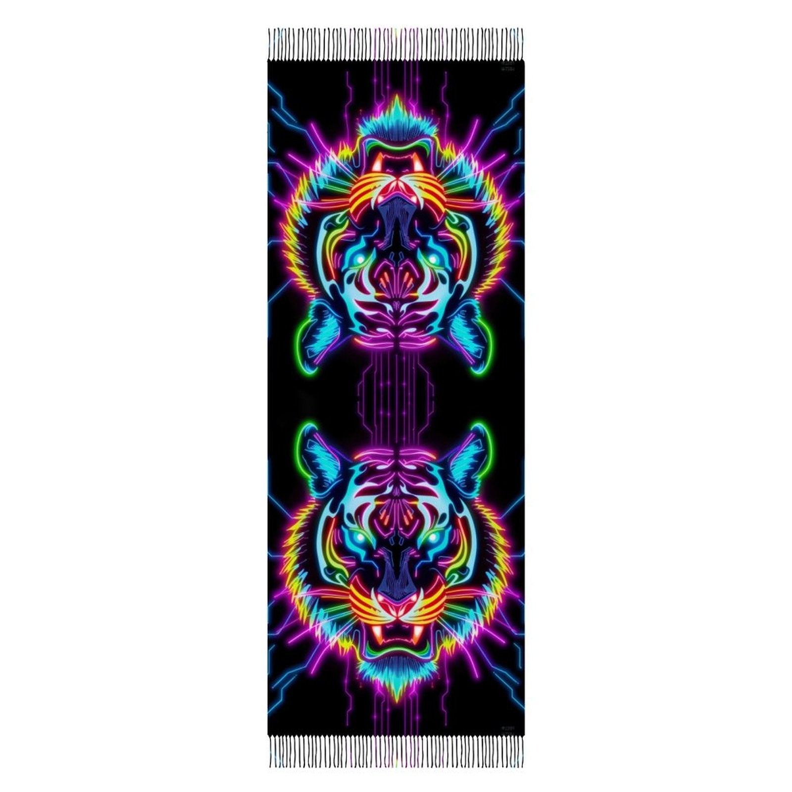 Neon Spirit Animal Tiger Pashmina by Bazaar Design Style