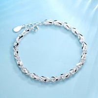 Sterling Silver Heart Charm Bracelet Bangle Handmade