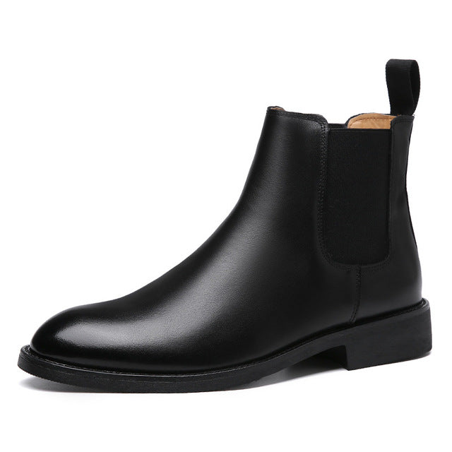 Genuine Leather Shoes Slip-on Dress Formal Boots