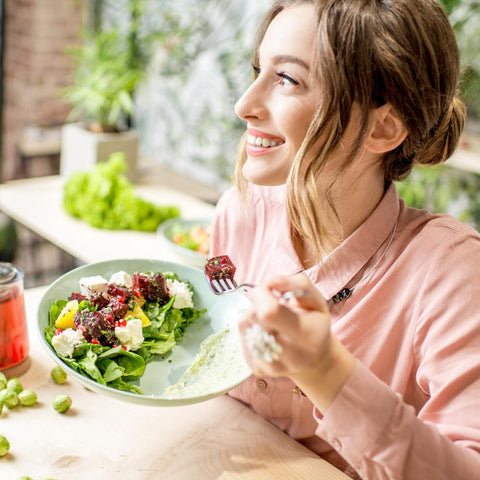 Woman eating healthy meal