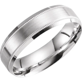Calico - White Gold Ring - 6 mm Beveled-Edge Band with Milgrain - Size 10