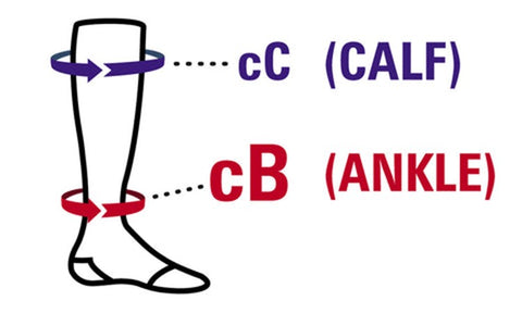 Diagram showing where to measure ankle and calf