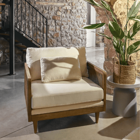 Upholstered armchair for chalet