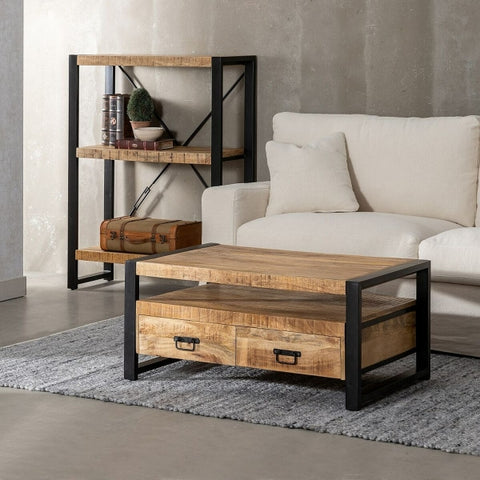 Industrial design coffee table and shelves