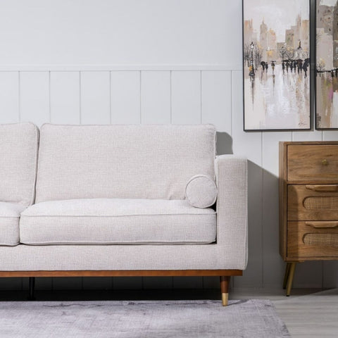 Beige retro chic 2-seater sofa