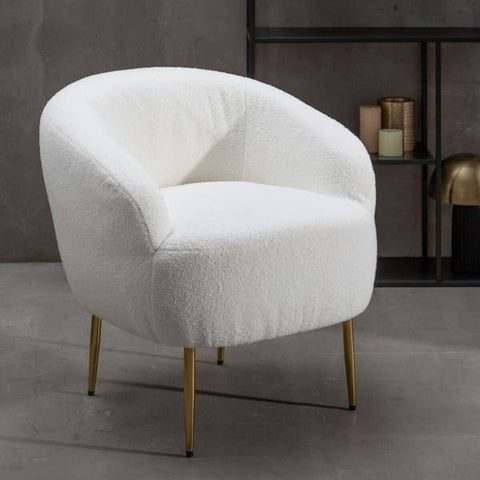 Reading armchair in white fleece fabric