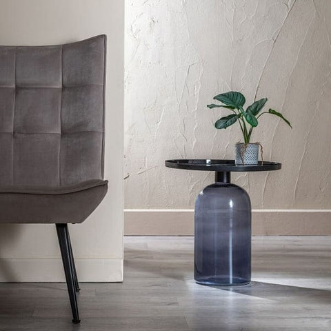 Gray tempered glass side table