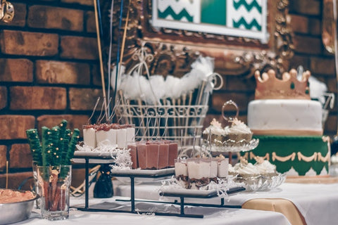 green-and-white-themed-dessert-table wedding food