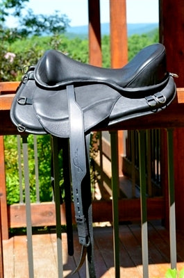 Best selling Freeform Ultimate Trail Saddle sitting on a fence.