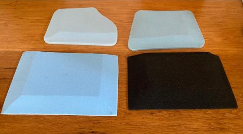 Examples of different shim options for Skito custom saddle pads for Freeform saddles