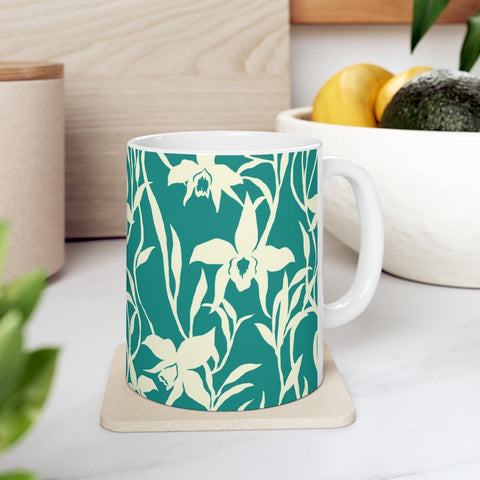 orchid coffee mug