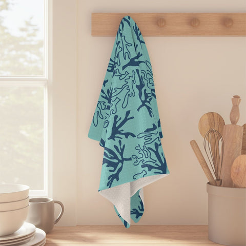 blue coral kitchen towel