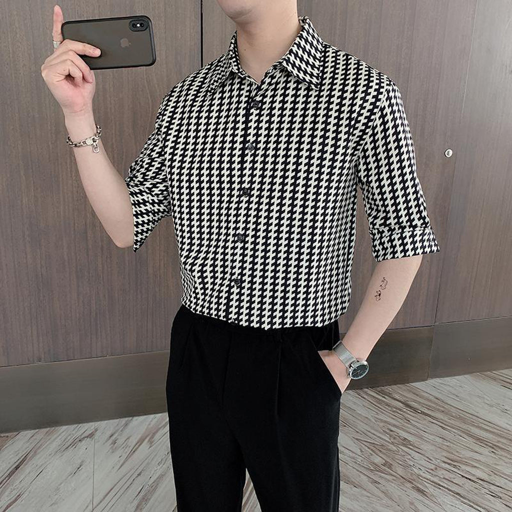 シンプルチェックシャツ 韓国メンズモードファッション Modefreak