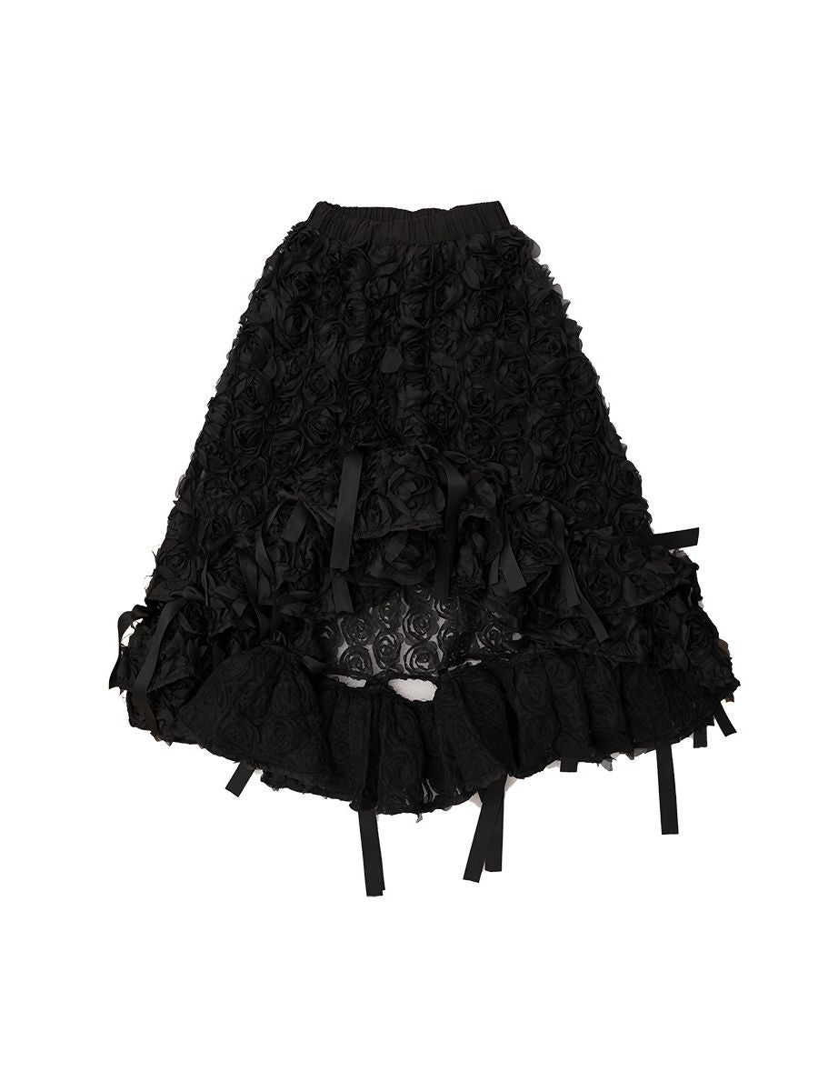 Gothic Bold Lace Rose Fish-tail Long-Skirt