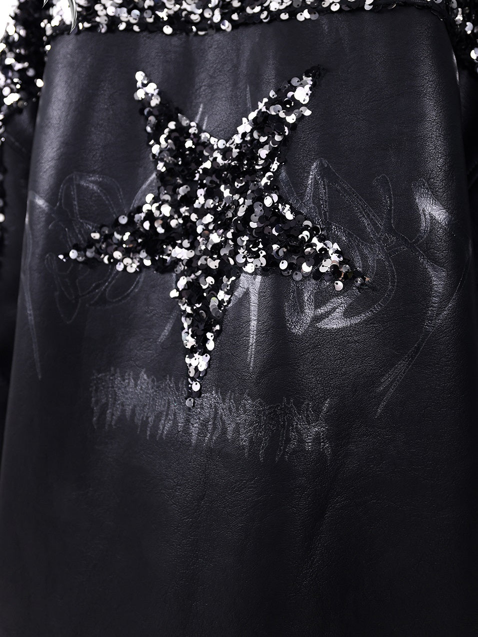 Sequined Stars Loose Leather Jacket - PINKSPINK – ARCANA ARCHIVE