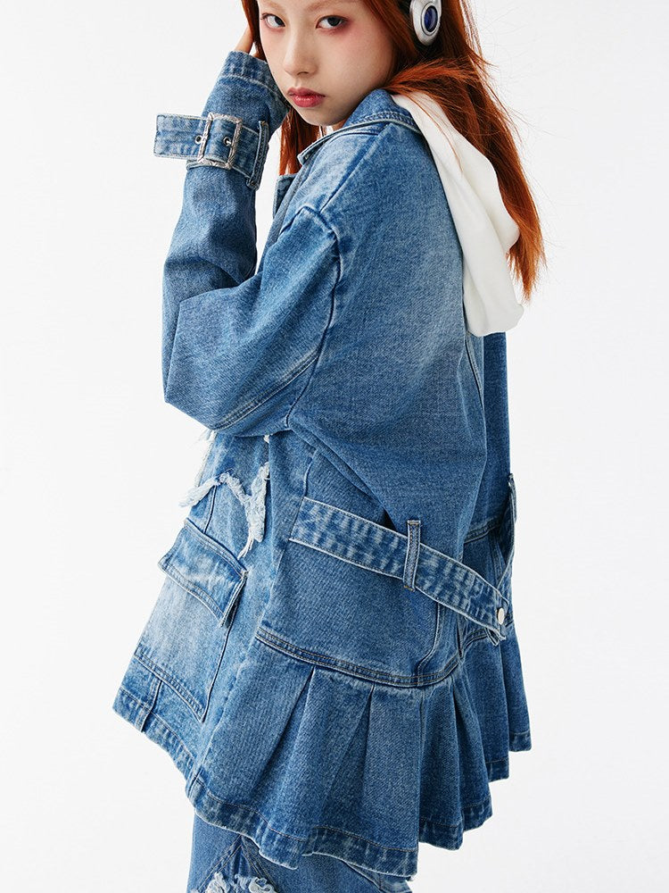 Oversize Washed Star Denim Jacket - Cigaberry – ARCANA ARCHIVE