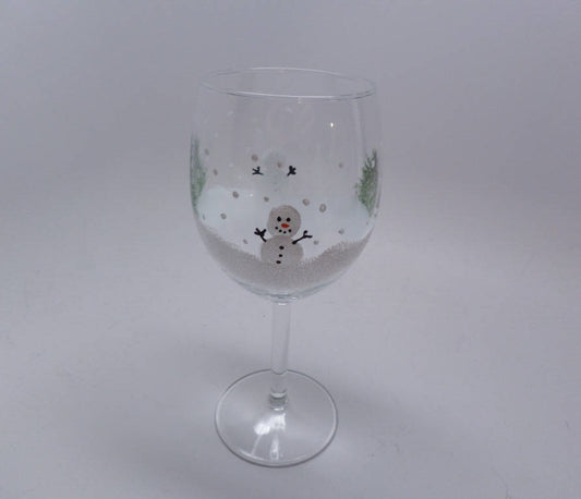 Set of 2 Stemmed Christmas Tree Design Wine Glasses - Hand Painted 14 oz  Decorated Christmas Tree Glasses - Perfect for Wine, Champagne, Holiday