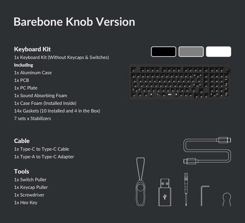 Package list of Keychron Q5 Pro QMK/VIA 96% Layout Wireless Custom Mechanical Keyboard Barebone version