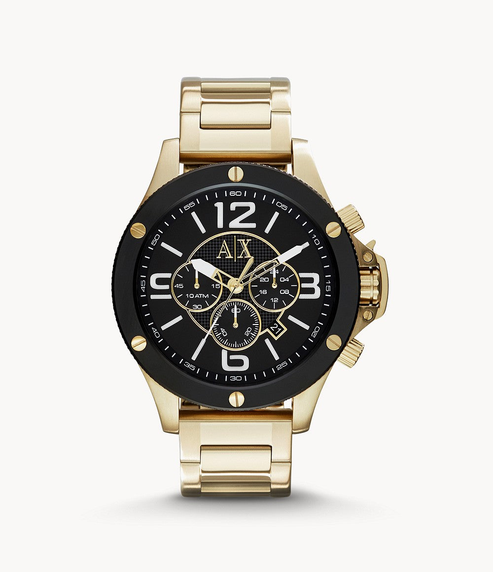 - WATCHES SPORT Steel INC Stainless Chronograph Gold-Tone US Watch Armani Exchange