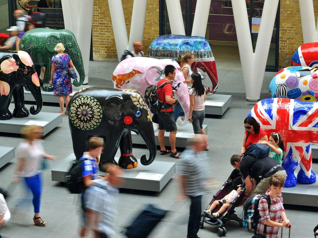 People walking around at Elephant Parade